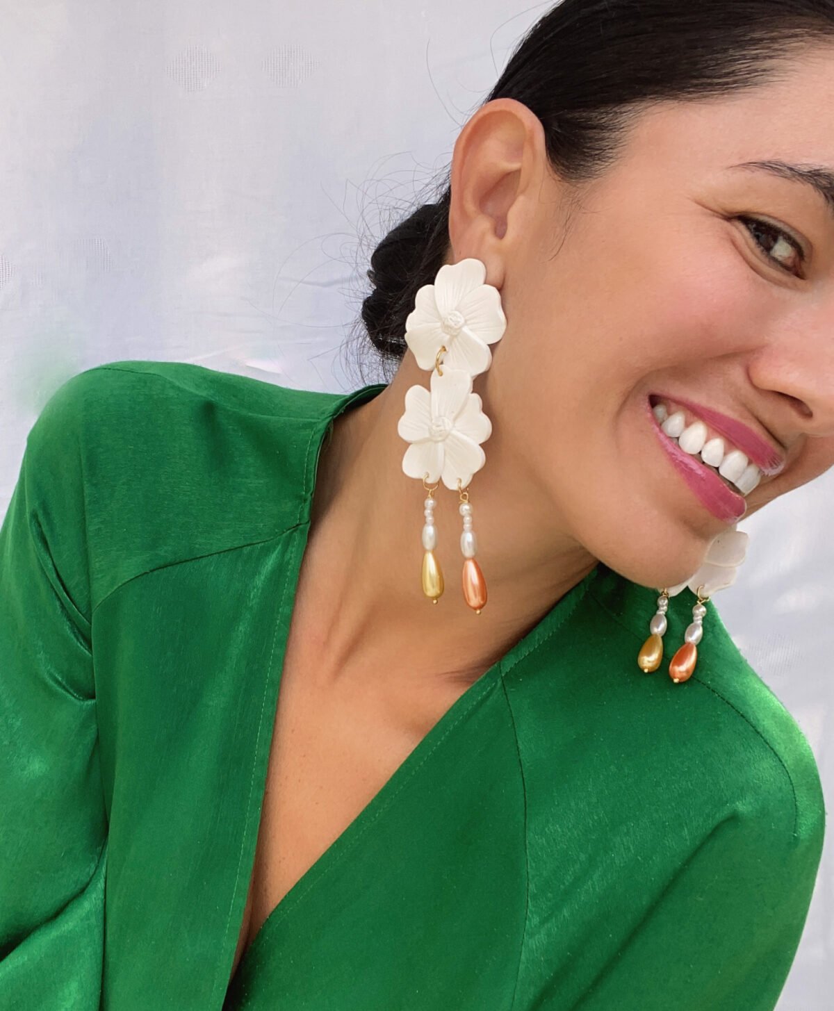 White Floral earrings 6