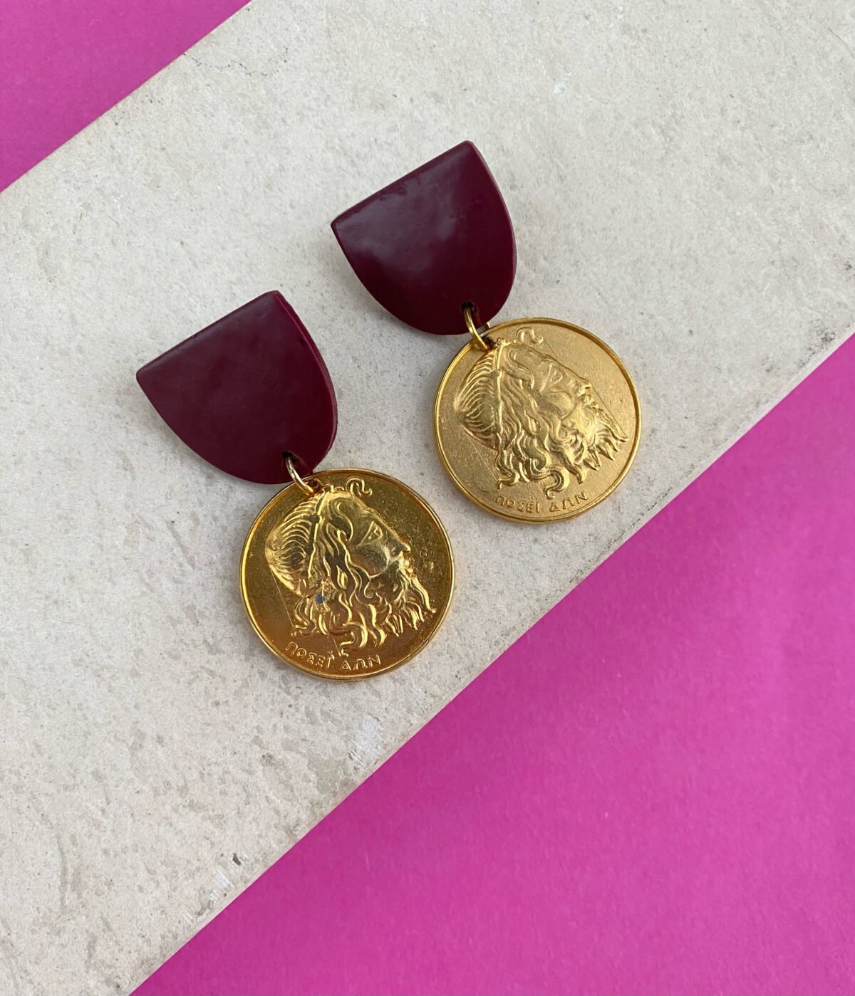 Burgundy coin earrings 6