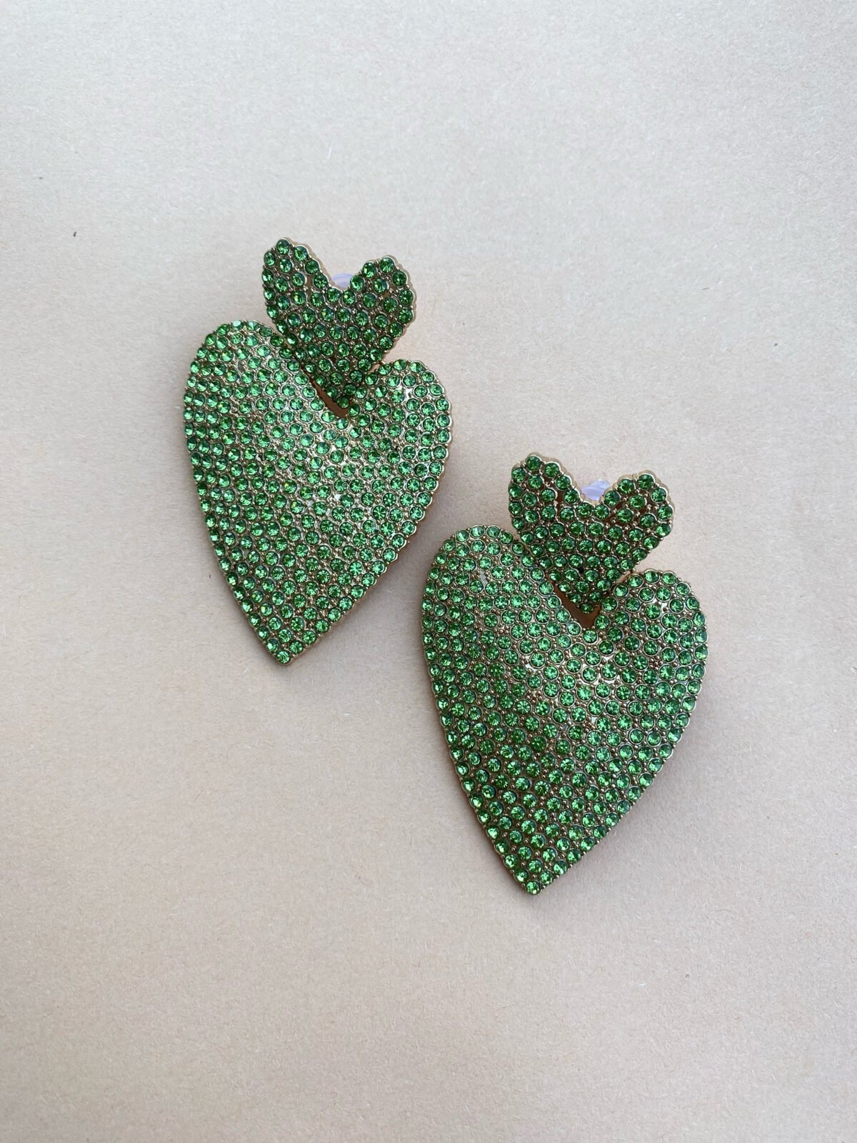 Green Double Hearts earrings 7