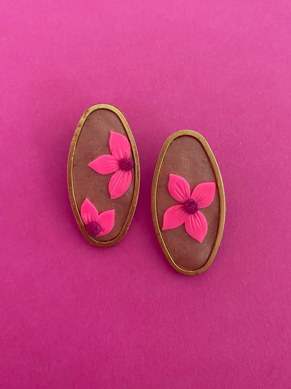 Floral Oval Pink earrings 12