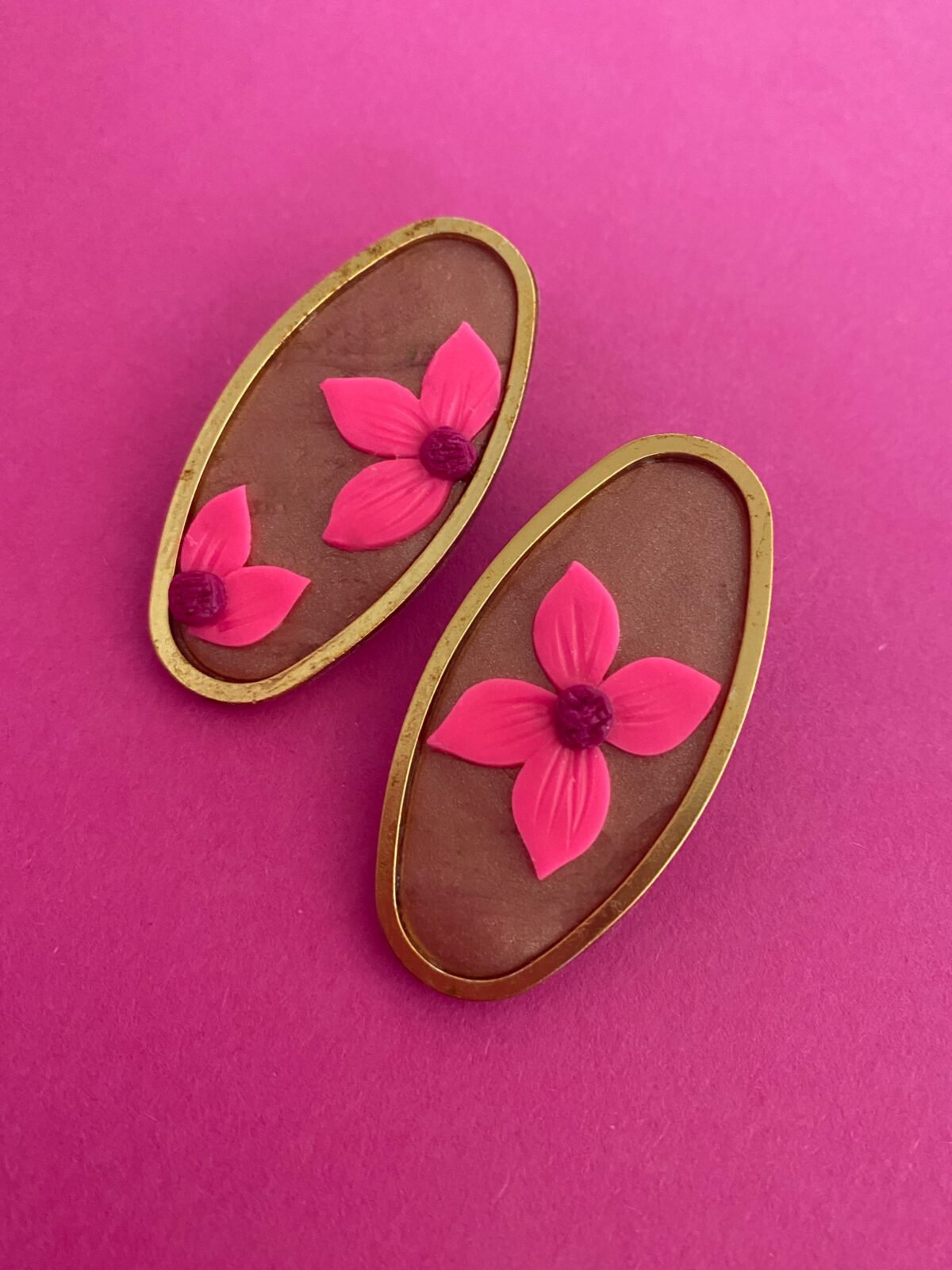 Floral Oval Pink earrings 7