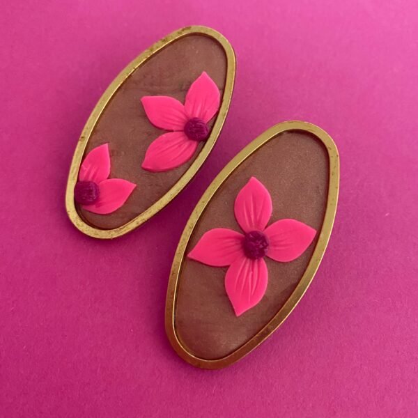 Floral Oval Pink earrings