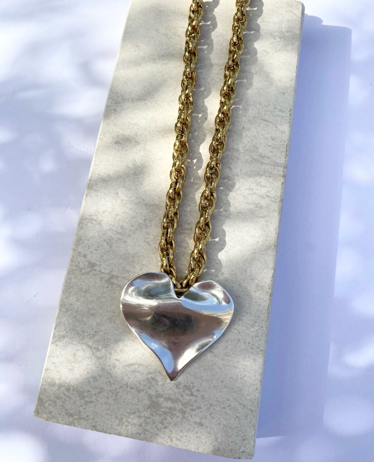 Gold and Silver Big Heart necklace 8