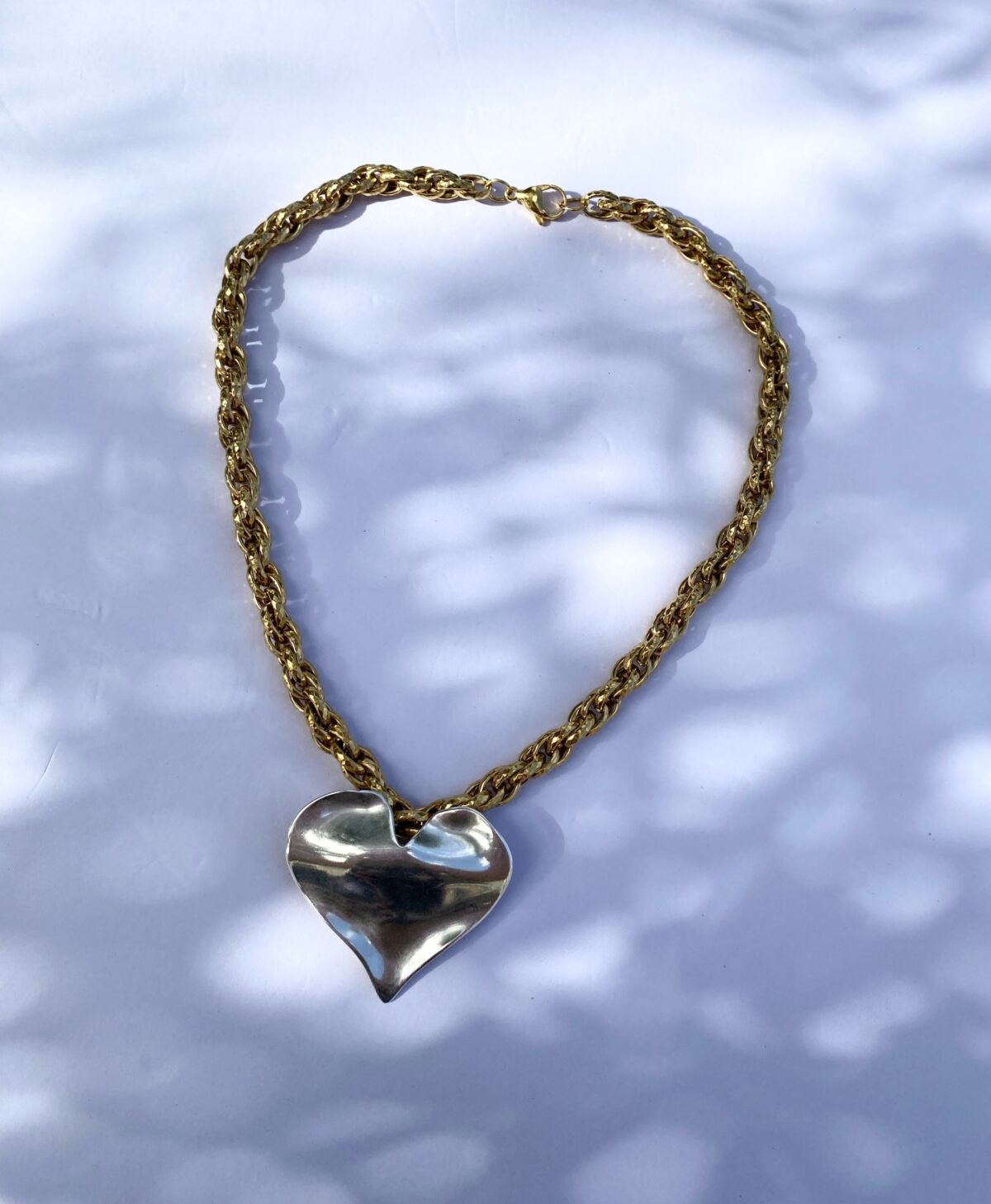 Gold and Silver Big Heart necklace 14