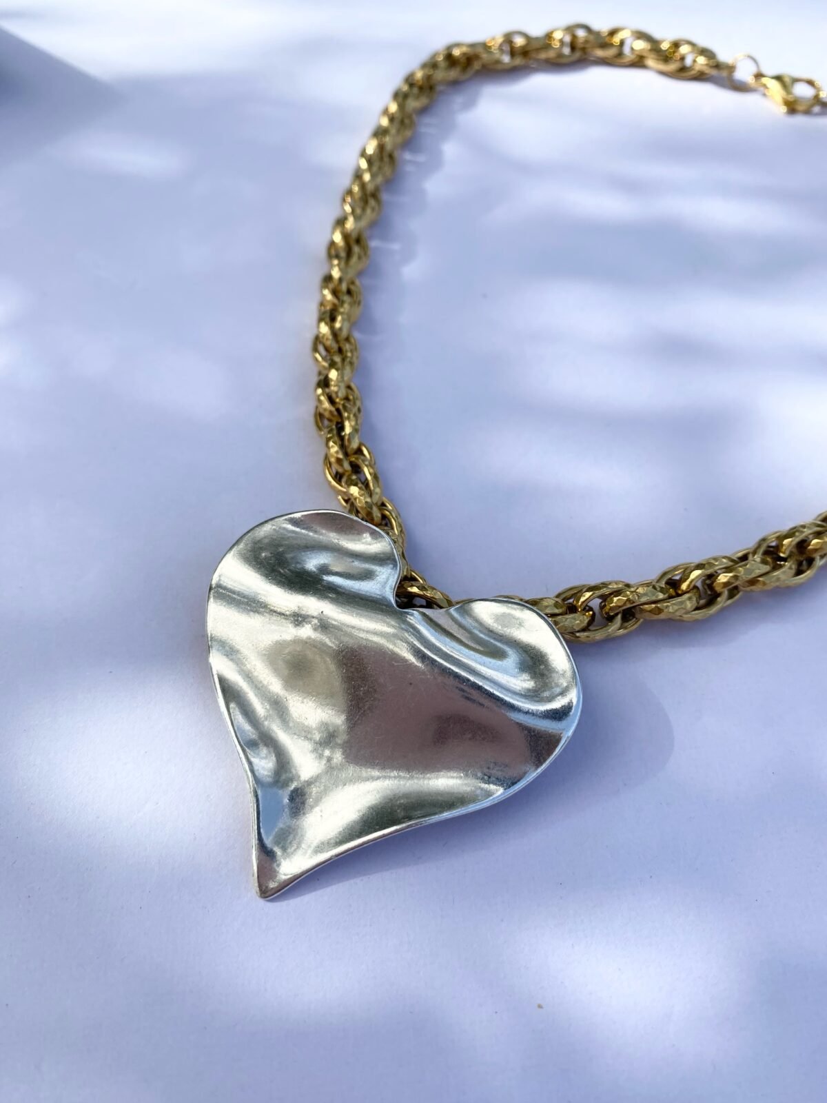 Gold and Silver Big Heart necklace 13